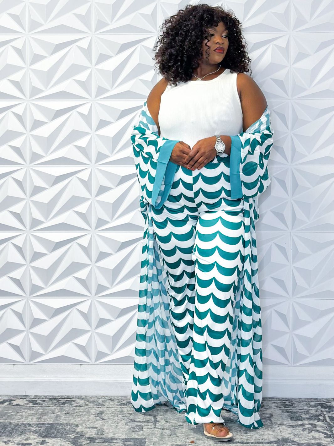 “Chic Aqua Wave Leisure Set - Eco & Breezy One - Size - Opulent Shines