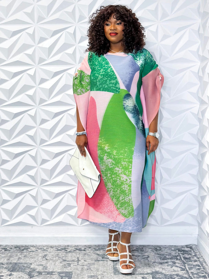 Vibrant Abstract Print Midi Dress | Opulent Shines - Opulent Shines Casual Dress