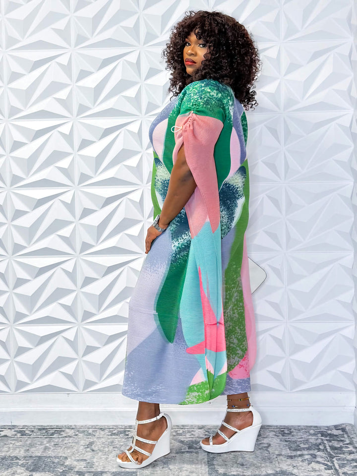 Vibrant Abstract Print Midi Dress | Opulent Shines - Opulent Shines Casual Dress